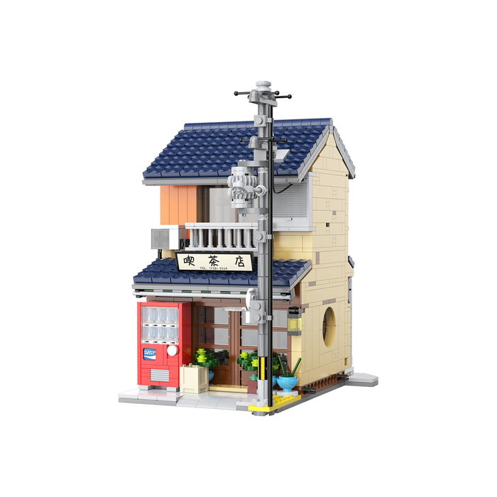 CADA C66010W Tea House Maquette de Construction Lumineuse avec Éclairage USB - 1200 Pièces, Licence CADA, Décors : Enseigne, Balcon, Lanterne, Porte Coulissante