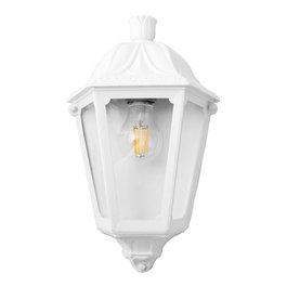 Fumagalli Applique murale Iesse, blanche, E27, verre transparent, IP55, 220 x 105 x 350 mm