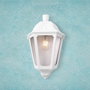 Fumagalli Applique murale Iesse, blanche, E27, verre transparent, IP55, 220 x 105 x 350 mm