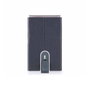 Piquadro Portefeuille Black Square Compact en Cuir Bleu, Système de Billets Coulissant