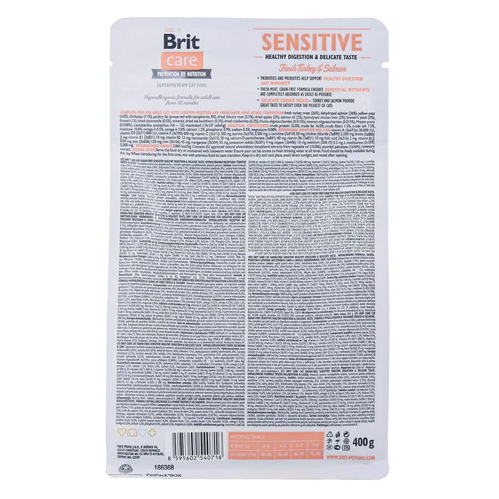 Aliments pour chat Brit Care Grain-Free Sensitive Adulte Saumon Dinde Poisson 400 g Aliments pour chat Brit Care Grain-Free Sensitive Adulte Saumon Dinde Poisson 400 g
