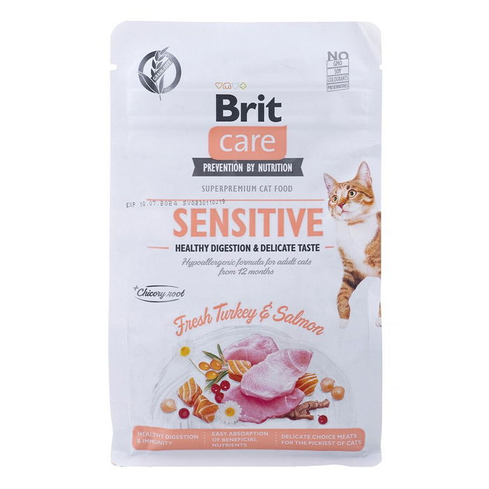 Aliments pour chat Brit Care Grain-Free Sensitive Adulte Saumon Dinde Poisson 400 g Aliments pour chat Brit Care Grain-Free Sensitive Adulte Saumon Dinde Poisson 400 g