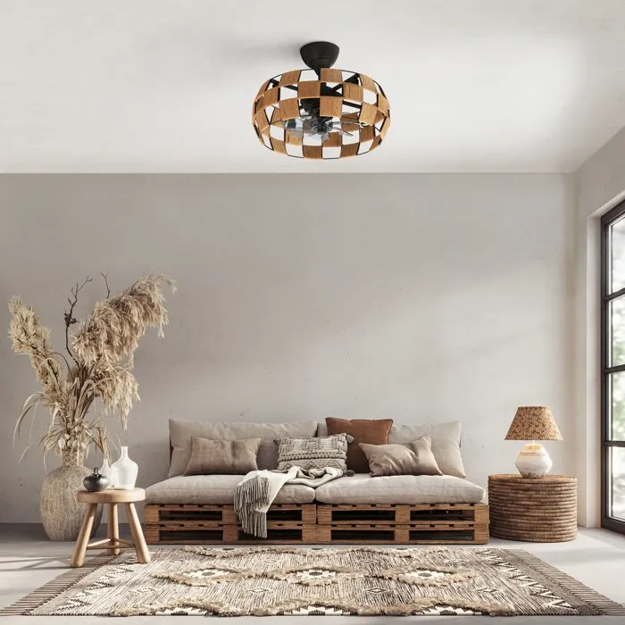 Farelek Brézana Ventilateur de plafond avec plafonnier Ø48 cm, 7 pales Farelek Brézana Ventilateur de plafond avec plafonnier Ø48 cm, 7 pales