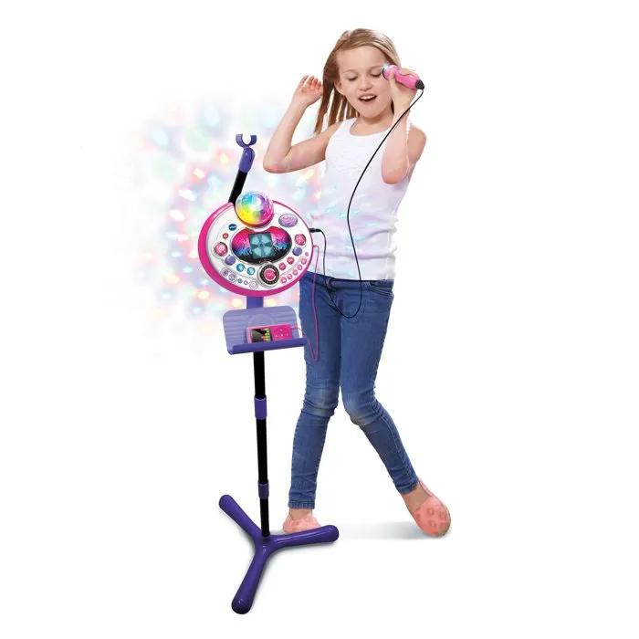 VTECH Kidi Superstar Lightshow - Micro Karaoké Enfant avec Disco et Lumières - Rose - Français - À partir de 6 ans