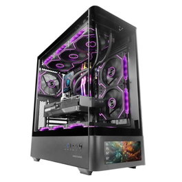 Mars Gaming MCLCDPRO Boîtier ATX PC avec Écran IPS 7,2 pouces Cristal Trempé Courbé USB-C