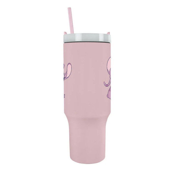 PYRAMID - Tasse Isotherme Angel Stitch Disney 1,2 Litres - Avec Couvercle, Paille et Poignée - En Acier Inoxydable - Capacité 1,2 L PYRAMID - Tasse Isotherme Angel Stitch Disney 1,2 Litres - Avec Couvercle, Paille et Poignée - En Acier Inoxydable - Capacité 1,2 L