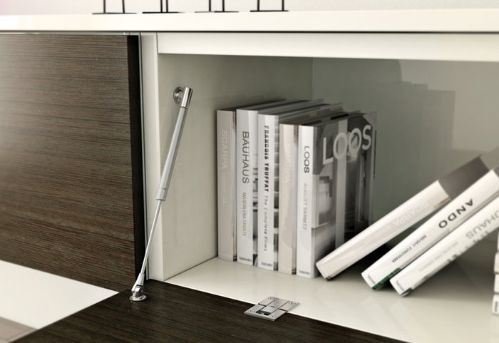 ITALIANA FERRAMENTA Compas K12 Descendente 244mm pour ouverture de porte de meuble, système de fermeture douce, finition graphite