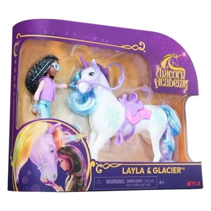 SPIN MASTER Coffret Licorne Glacier et Poupée Layla Unicorn Academy, Jeux et Jouets pour Enfants dès 4 ans