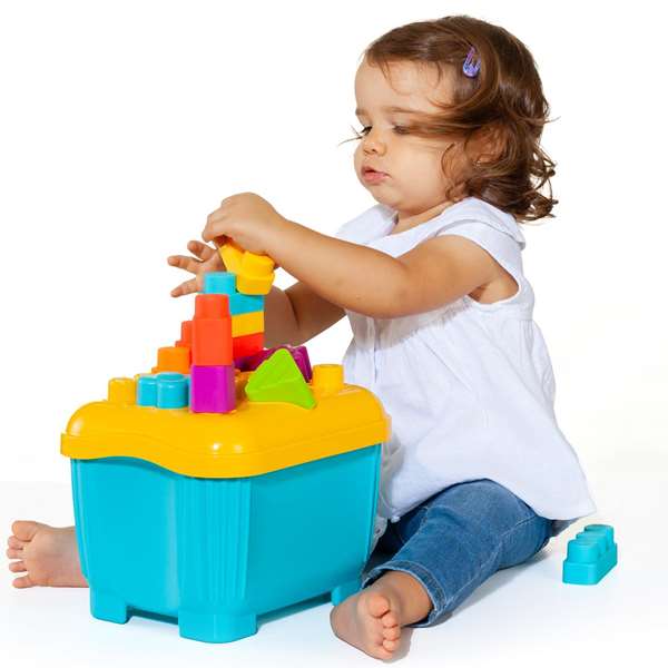 Molto - Caisse de blocs et puzzles souples en plastique avec 15 pièces, jouet éducatif pour enfants à partir de 1 an