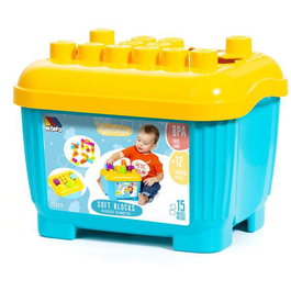 Molto - Caisse de blocs et puzzles souples en plastique avec 15 pièces, jouet éducatif pour enfants à partir de 1 an