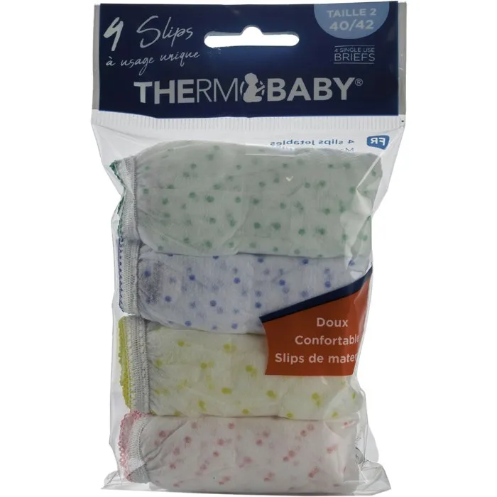 Thermobaby - Slips de maternité jetables, maintien des protections, matière douce et discrète - Lot de 4 - Taille 2
