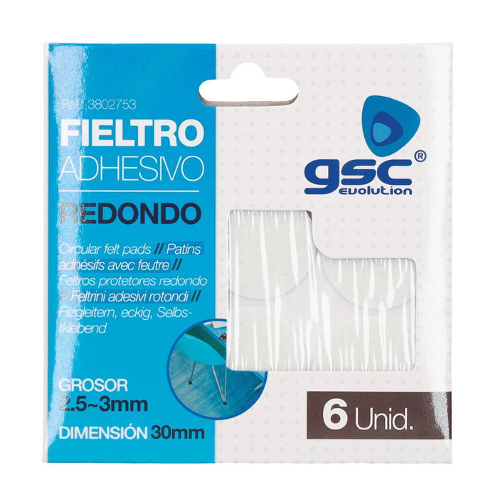 GSC Evolution Set de 6 feutres adhésifs ronds Ø30mm - Blanc