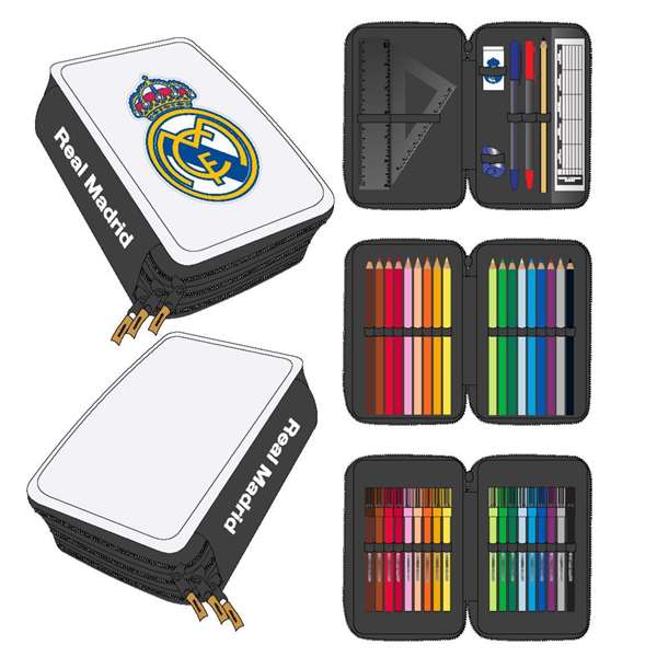 Cerdá Etui à accessoires Real Madrid 3 compartiments - 19,5x12,5x6,5 cm (Blanc, à partir de 4 ans) Cerdá Etui à accessoires Real Madrid 3 compartiments - 19,5x12,5x6,5 cm (Blanc, à partir de 4 ans)