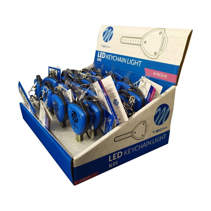 M-Tech Clé Led Porte-clés Lampe IL01 3 Modes COB 0.5W 2h CR2032 Bleu