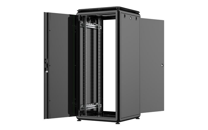 Lanview Armoire Rack 19 pouces 26U autoportante Logon 600 x 600 mm - Porte en verre, Gestion de câbles, RAL9005