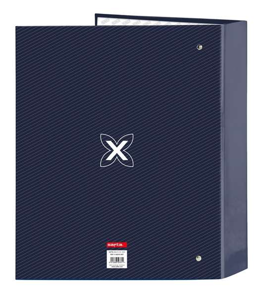 Safta Carpeta Munich - Classeur à 4 anneaux 35 mm, grand dos, couleur bleu indigo, 27 x 33 x 6 cm