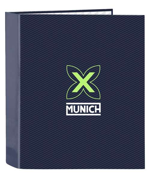 Safta Carpeta Munich - Classeur à 4 anneaux 35 mm, grand dos, couleur bleu indigo, 27 x 33 x 6 cm