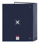 Safta Carpeta Munich - Classeur à 4 anneaux 35 mm, grand dos, couleur bleu indigo, 27 x 33 x 6 cm