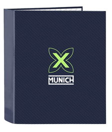 Safta Carpeta Munich - Classeur à 4 anneaux 35 mm, grand dos, couleur bleu indigo, 27 x 33 x 6 cm