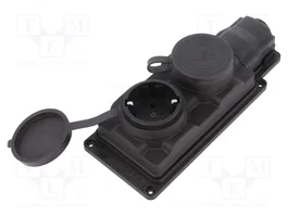 PAWBOL Socle d'alimentation AC Schuko 2P+PE noir 16A IP44