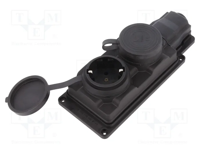 PAWBOL Socle d'alimentation AC Schuko 2P+PE noir 16A IP44 PAWBOL Socle d'alimentation AC Schuko 2P+PE noir 16A IP44