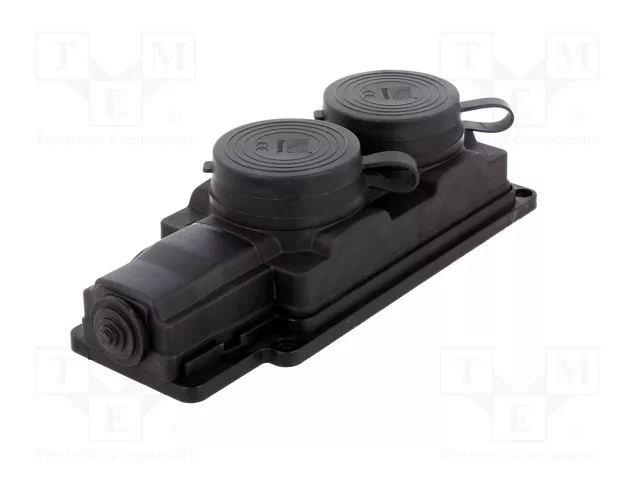 PAWBOL Socle d'alimentation AC Schuko 2P+PE noir 16A IP44 PAWBOL Socle d'alimentation AC Schuko 2P+PE noir 16A IP44