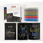 Alpino Kit de Démarrage Lettering Métallique avec 12 Stylos Double Pointe, Bloc Papier Noir et Guide Patrons - Ref. Ar010701