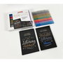 Alpino Kit de Démarrage Lettering Métallique avec 12 Stylos Double Pointe, Bloc Papier Noir et Guide Patrons - Ref. Ar010701
