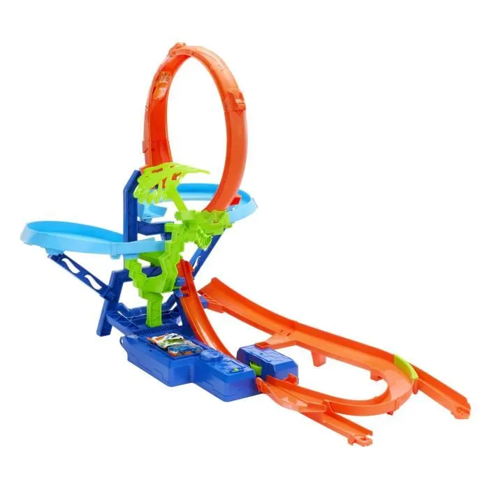 Hot Wheels - Piste Multi Crash - Coffret JFD12 avec propulseur motorisé et voiture - Jeu de circuit avec looping et sauts - Pour enfants à partir de 5 ans