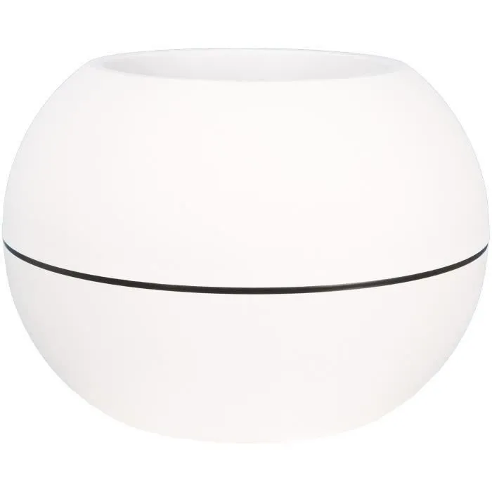 Riviera Bac à fleurs rond RIVIERA GRANIT BOULE en plastique blanc, diamètre 40 cm, hauteur 28 cm, avec contenance de 8.9 litres et percé