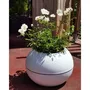 Riviera Bac à fleurs rond RIVIERA GRANIT BOULE en plastique blanc, diamètre 40 cm, hauteur 28 cm, avec contenance de 8.9 litres et percé