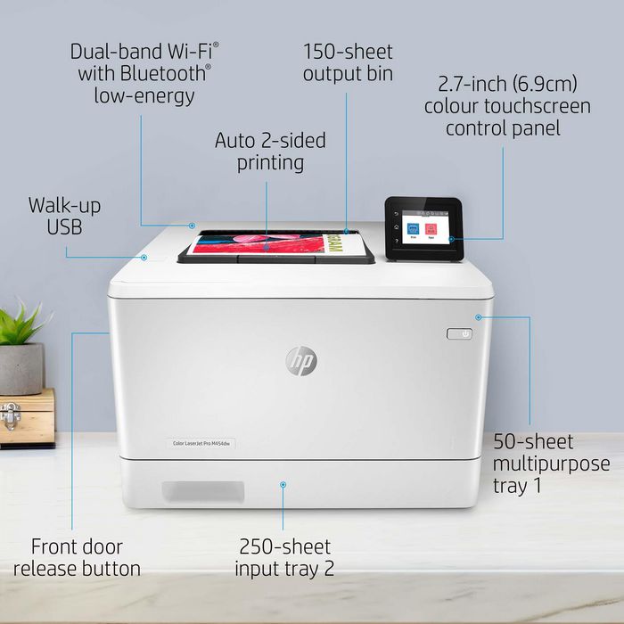 HP Color LaserJet Pro M454dw Imprimante Laser Couleur Professionnelle - 28 ppm, Recto-Verso Automatique, USB, Sécurité Dynamique HP Color LaserJet Pro M454dw Imprimante Laser Couleur Professionnelle - 28 ppm, Recto-Verso Automatique, USB, Sécurité Dynamique