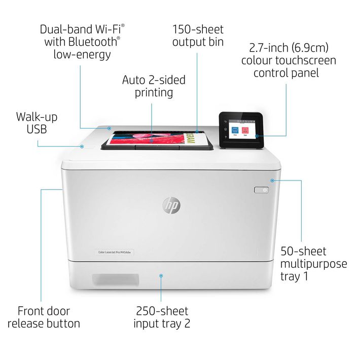 HP Color LaserJet Pro M454dw Imprimante Laser Couleur Professionnelle - 28 ppm, Recto-Verso Automatique, USB, Sécurité Dynamique HP Color LaserJet Pro M454dw Imprimante Laser Couleur Professionnelle - 28 ppm, Recto-Verso Automatique, USB, Sécurité Dynamique
