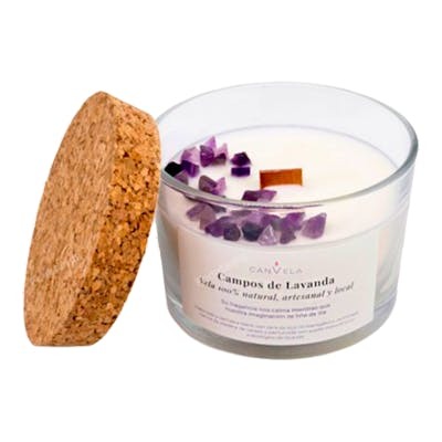 CANVELA Bougie Parfumée Champs de Lavande avec Améthyste CANVELA Bougie Parfumée Champs de Lavande avec Améthyste
