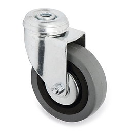 Q&Q Jade Plus - Roue pivotante Ø80 mm, acier zingué, anneau caoutchouc gris anti-fil, double rangée de billes, charge max 60 kg