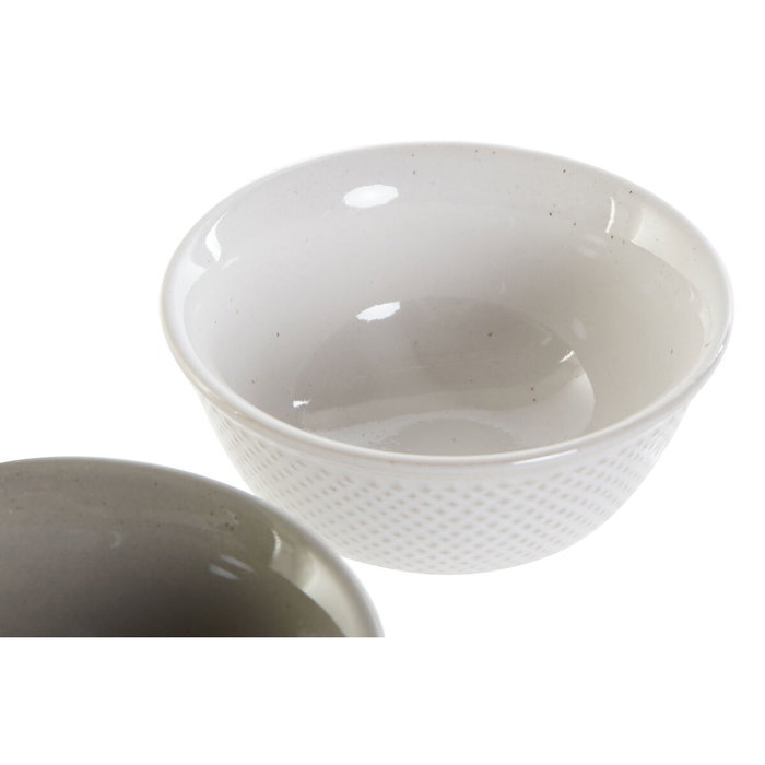 Bol DKD Home Decor Blanc Gris Porcelaine Vintage 12,5 x 12,5 x 6,5 cm 2 Pièces