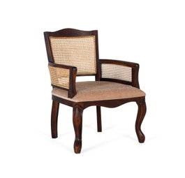 GINER Y COLOMER Fauteuil classique en bois d'acacia Nogal et beige
