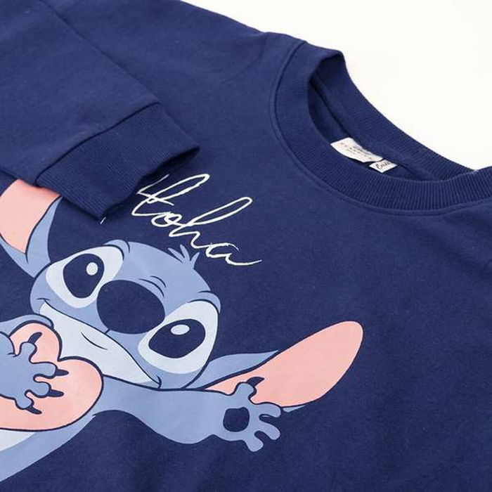 Sweat sans capuche unisex Stitch Bleu foncé XS