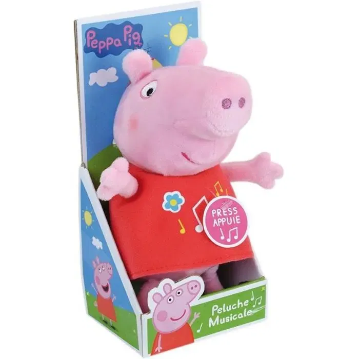 Jemini Peppa Pig Peluche Musicale 20 cm, Peluche Douce avec Sonnerie de Générique