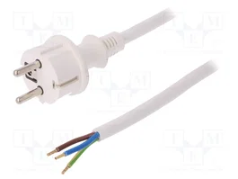 PLASTROL Câble d'alimentation H05VV-F 3x2,5mm² CEE 7/7 (E/F) 4m blanc