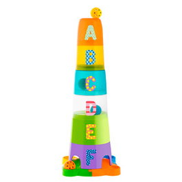 Chicco Super Tour Apilable Tour d'empilage avec 6 gobelets transparents colorés et 4 balles pour bébé +6 mois Jouet d'éveil