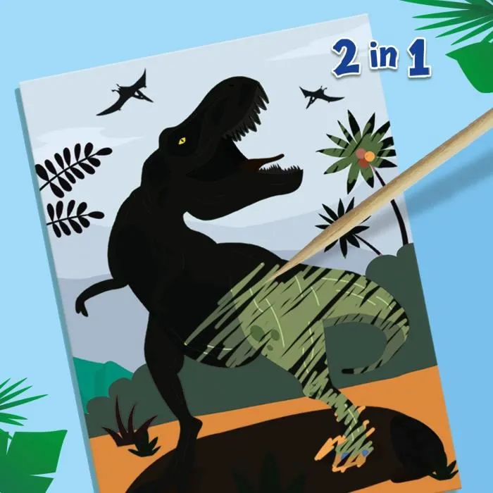 SES CREATIVE - Kit d'activité créative Dinosaures 2 en 1 avec moulage, peinture et scratch - 6 couleurs - À partir de 5 ans SES CREATIVE - Kit d'activité créative Dinosaures 2 en 1 avec moulage, peinture et scratch - 6 couleurs - À partir de 5 ans