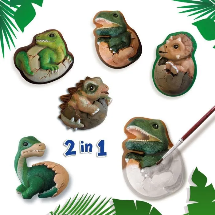 SES CREATIVE - Kit d'activité créative Dinosaures 2 en 1 avec moulage, peinture et scratch - 6 couleurs - À partir de 5 ans SES CREATIVE - Kit d'activité créative Dinosaures 2 en 1 avec moulage, peinture et scratch - 6 couleurs - À partir de 5 ans