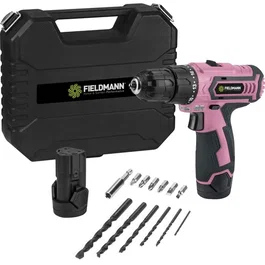 Fieldmann FDV 10253-A Perceuse Visseuse Sans Fil 12 V Li-Ion avec 2 Batteries, Chargeur, 13 Accessoires et Éclairage LED pour Bois, Métal, Plastique