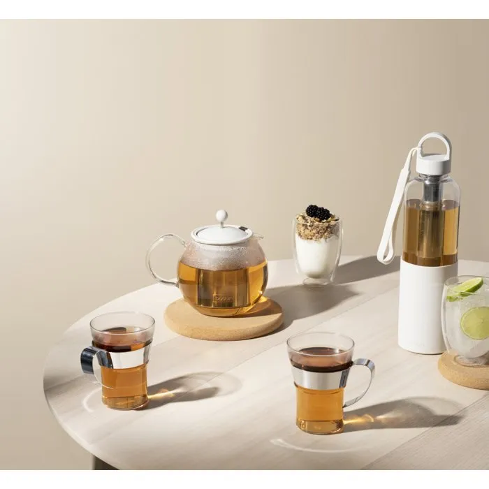 BODUM Gourde Isotherme MELIOR 1,2 L avec Filtre Infuseur Inox - Tritan - Dragonne en Silicone - Blanc