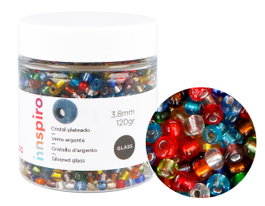 Innspiro Perles de rocaille en verre rondes argentées 3,8 mm - 120g