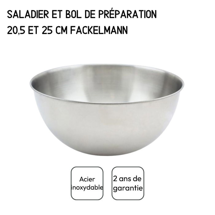 Fackelmann Set de 2 Saladiers en Inox et Couverts à Salade Clipsables
