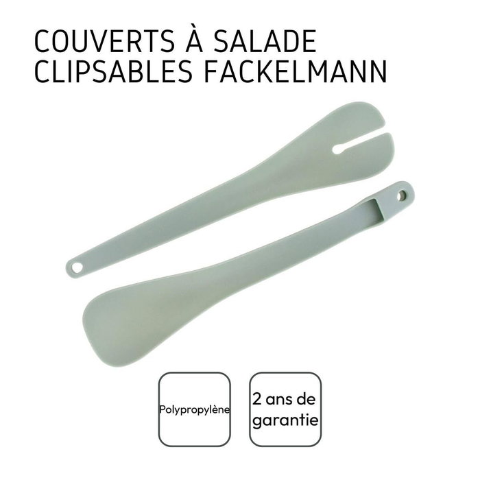 Fackelmann Set de 2 Saladiers en Inox et Couverts à Salade Clipsables