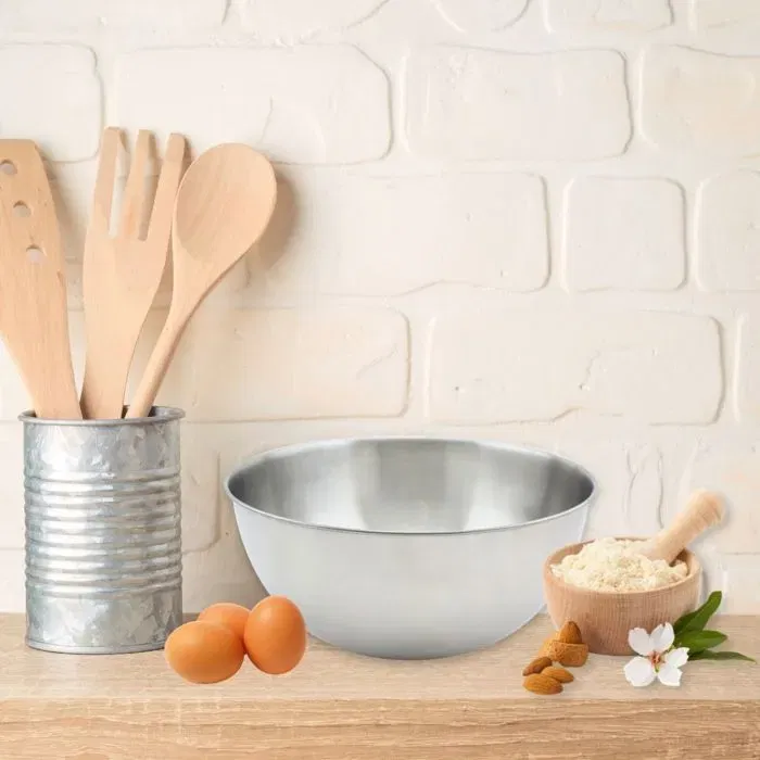 Fackelmann Set de 2 saladiers en inox 20,5 cm et 25 cm avec couverts à salade clipsables