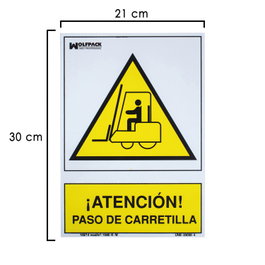 WOLFPACK LINEA PROFESIONAL Panneau attention passage de chariot élévateur 30x21 cm.